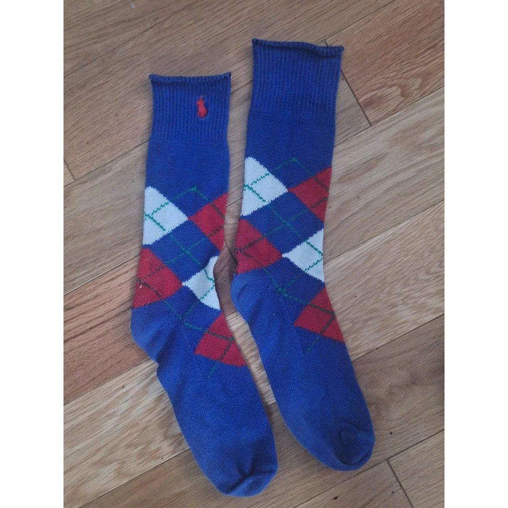 Polo Ralph Lauren Crew Socks Bundle Flag Logo Ribbed Multicolor Mens 5 Pair